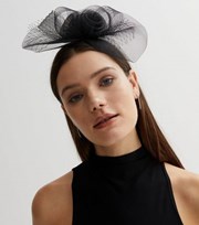 New Look Black Floral Mesh Fascinator Headband